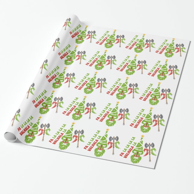 Papel De Regalo Día de fiesta del navidad de Viking Valhalla (Desenrollado)