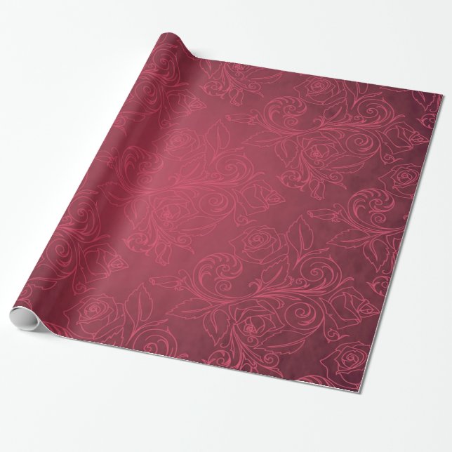 Papel De Regalo Día de fiesta elegante del rosa rojo (Desenrollado)