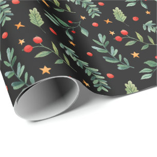 Papel De Regalo Día de fiesta festivo del negro el del bosque e