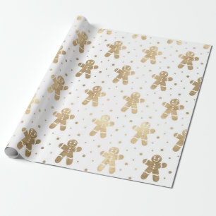 Papel De Regalo Día de fiesta Ginderbread de oro blanco del