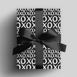 Papel De Regalo Día de Galentina de Abrazos y Besos XOXO en blanco