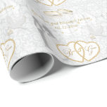 Papel De Regalo Día de la boda de novias y novias<br><div class="desc">Elegante papel de envolvimiento de regalo para el día de la novia y la boda de Groom listo para su personalización. Nota ✔: No es necesario cambiar todas las áreas de plantilla. 📌 Si necesita una mayor personalización, haga clic en el botón "Haga clic para más Personalizares" o "Personalizar o...</div>