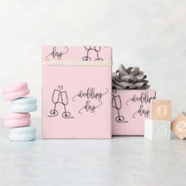 Papel De Regalo Día de la Boda Gafas de Champagne Ligera Rosa Seam