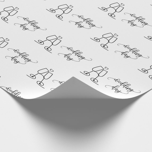 Papel De Regalo Día de la Boda Gafas de champán Blanquecino sin Ma (Esquina)