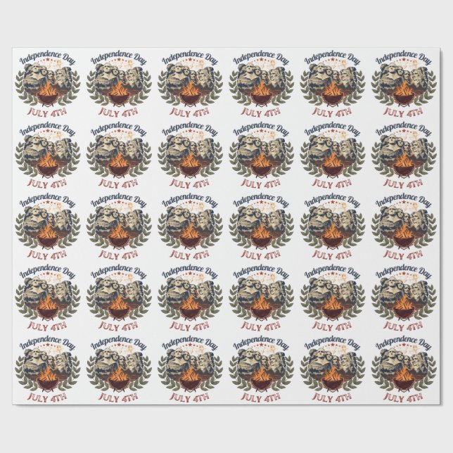 Papel De Regalo Día de la Independencia Mount Rushmore 4 de julio (Superficie plana)