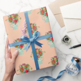 Papel De Regalo Día de la madre Boho Flores ilustracion rosa