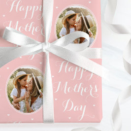 Papel De Regalo Día de la Madre Elegante Foto Personalizada Rosa B