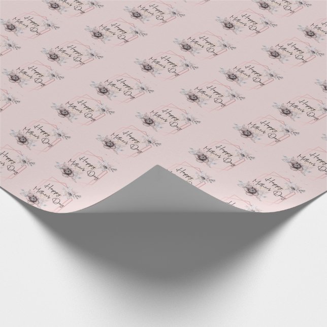 Papel De Regalo Día de la Madre Floral Gris Rosa (Esquina)
