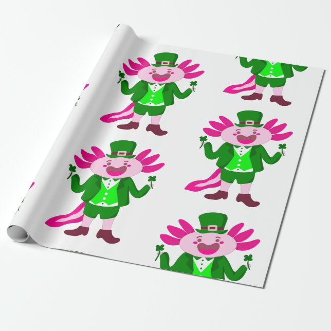 Papel De Regalo día de los maricones Axolotl leprechaun (Desenrollado)