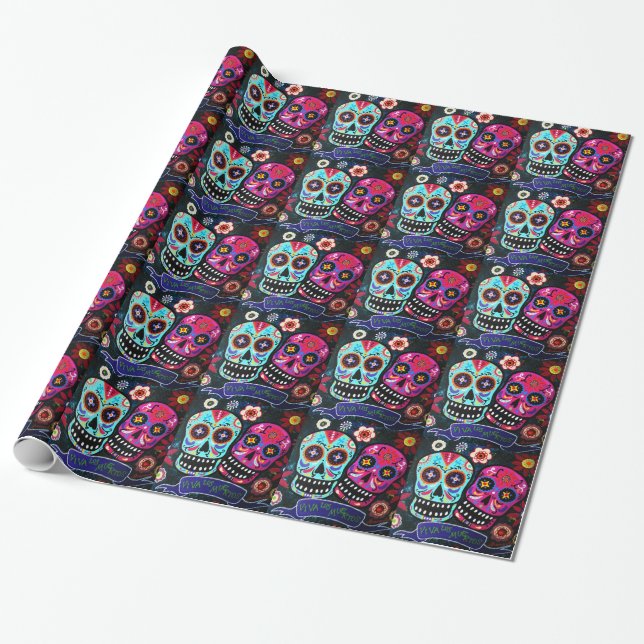 Papel De Regalo Dia de los Muertos Couple (Desenrollado)