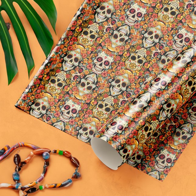 Papel De Regalo Dia de Los Muertos Sugar Skulls Calaveras (Subido por el creador)