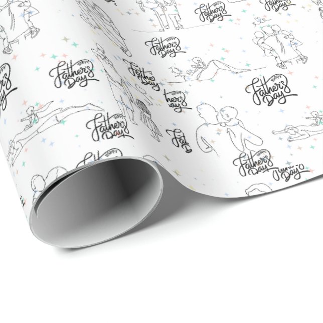 Papel De Regalo Día de los Padres del Arte Adorable (Esquina del rollo)