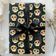 Día de Muertos Patrón de Calavera de Azúcar Oscuro