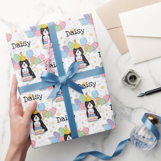 Papel De Regalo Día de nacimiento del perro terrible tibetano tric (Regalar)