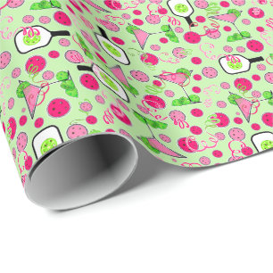 Papel De Regalo Día de pickleball Cosmo Dinking sobre verde pálido