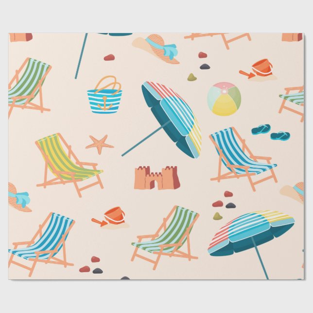 Papel de Regalo Día de Playa Verano Retro - Castil (Superficie plana)