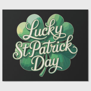 Papel De Regalo Día de San Patricio Afortunado Tipografía Vintage