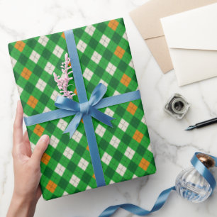Papel De Regalo Día de San Patricio argyle de colores irlandeses