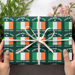 Papel De Regalo Día de San Patricio Bandera de Irlanda Nombre Pers
