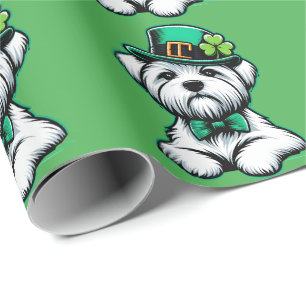 Papel De Regalo Día de San Patricio de los Chamrock Malteses