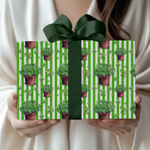 Papel De Regalo Día de San Patricio Maceta de Trébol Lindo Verde K