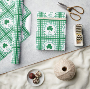 Papel De Regalo Día de San Patricio NOMBRE Trébol Irlandés Verde C