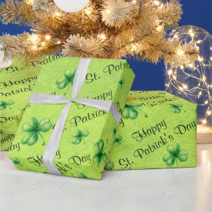 Papel De Regalo Día de San Patricio Shamrock de acuarela sobre ver