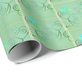 Papel De Regalo Día de San Patricio Shamrock Misty Green