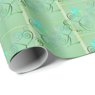 Papel De Regalo Día de San Patricio Shamrock Misty Green