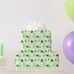 Papel De Regalo Día de San Patricio Trébol de Cuatro Hojas Herradu