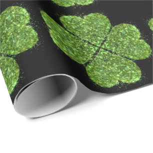Papel De Regalo día de San Patricio, trébol verde brillante