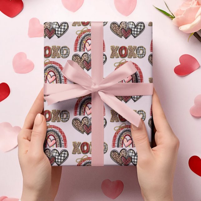 Papel De Regalo Día de San Valentín Arcoíris XOXO (Subido por el creador)