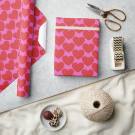 Papel De Regalo Día de San Valentín Corazón Rosa y Rojo Patrón