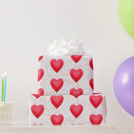 Papel De Regalo Día de San Valentín Corazones Elegantes Rojos