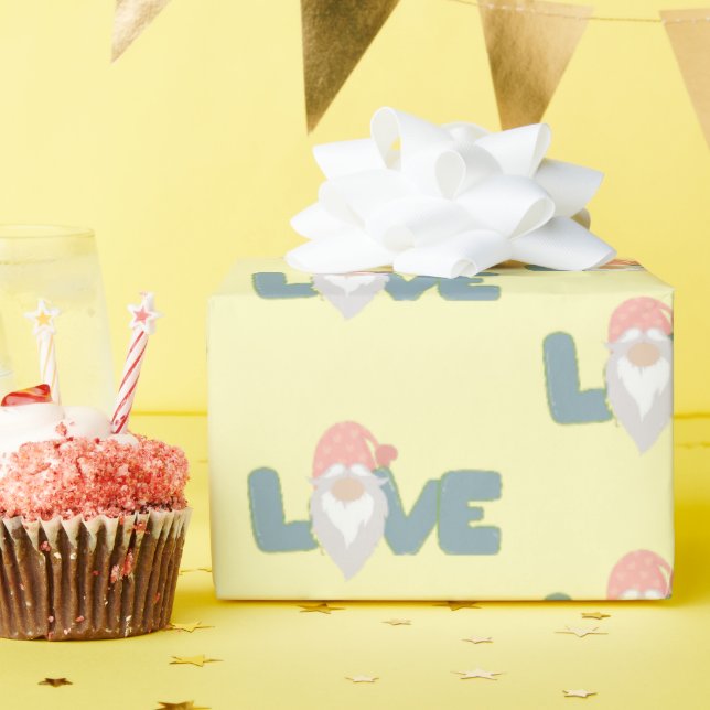 Papel De Regalo Día de San Valentín de amor lindo Gnome Gris amari (Fiesta de cumpleaños )