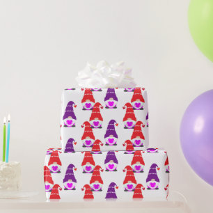 Papel De Regalo Día de San Valentín de amor lindo Gnome rojo negro