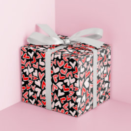 Papel De Regalo Día de San Valentín de patrones de corazones rojos