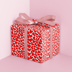 Papel De Regalo Día de San Valentín de patrones de corazones rojos