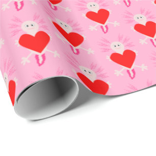 Papel De Regalo Día de San Valentín Love Heart Axolotl