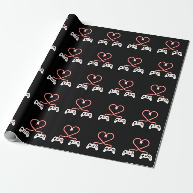 Papel De Regalo Día de San Valentín para jugadores de videojuegos  (Desenrollado)