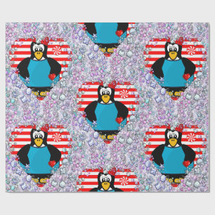 Papel de regalo Día de San Valentín Pingüino Coraz