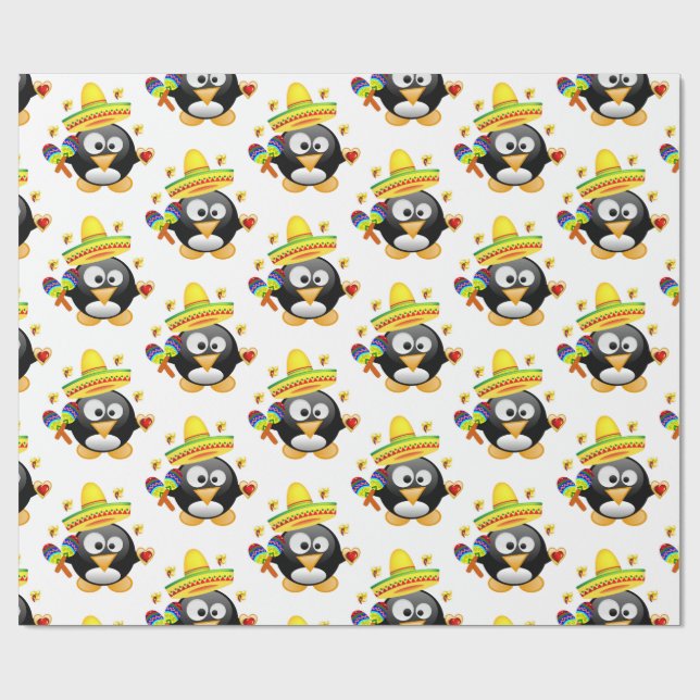Papel de Regalo Día de San Valentín Pingüino Sombr (Superficie plana)