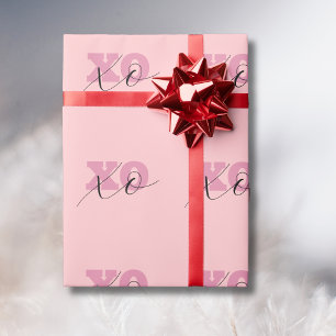 Papel De Regalo Día de San Valentín Rosa Caramelo Negro XOXO Moder
