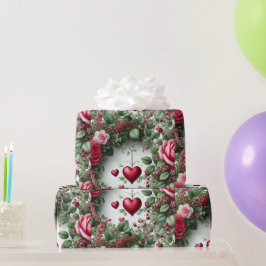Papel de regalo Día de San Valentín Rosas y Corazo