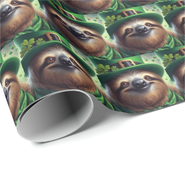 Papel De Regalo Día de Sloth St Paddys (Esquina del rollo)