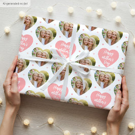 Papel De Regalo Día del Padre 6 Foto Amor de Mamá Corazones Coral