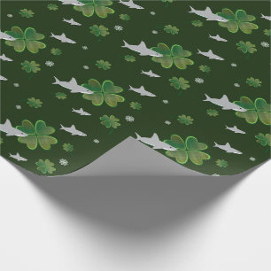 Papel De Regalo Día del Tiburón San Patricio Shamrock Green