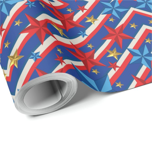 Papel De Regalo Día del Trabajo Patriótico (Esquina del rollo)