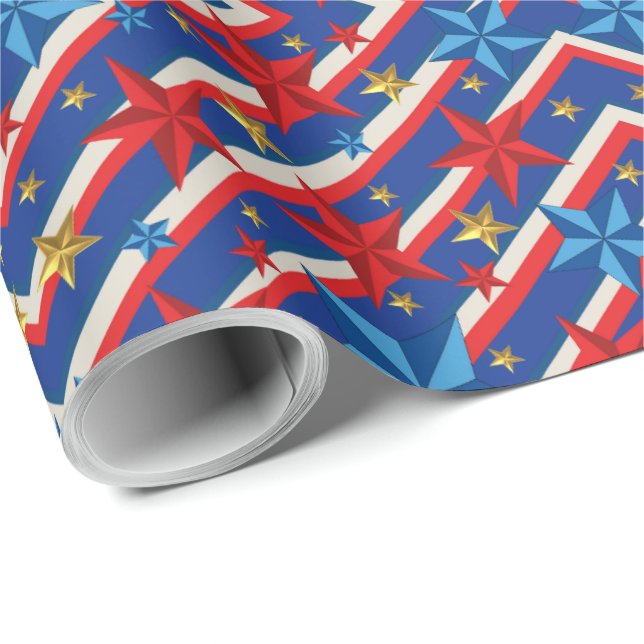 Papel De Regalo Día del Trabajo Patriótico (Esquina del rollo)