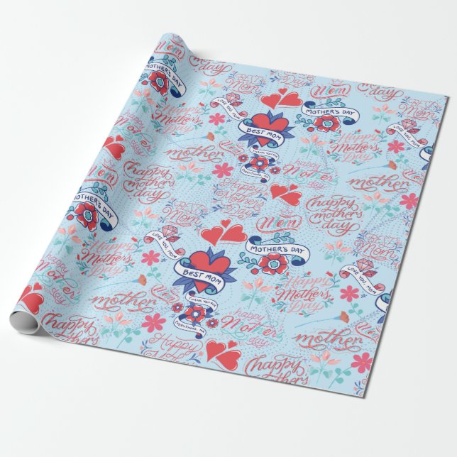 Papel De Regalo Día Madre BG 02 LBlue BG (Desenrollado)